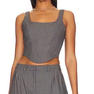 NWOT Amanda Uprichard Fisher Gray Pinstripe Top - X-Large - $172